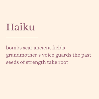 Haiku text on a beige background